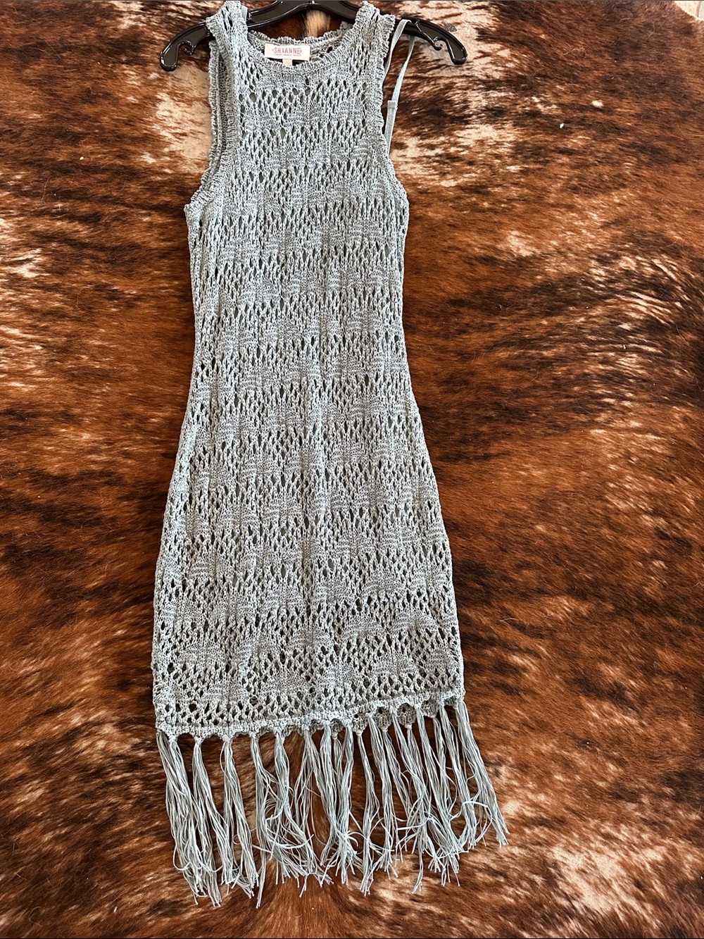 Shyanne fringe yarn blue dress worn once